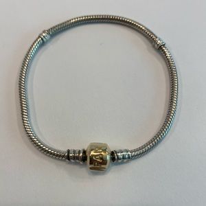 Pandora Chain Bracelet 14K Gold Clasp 7.5”